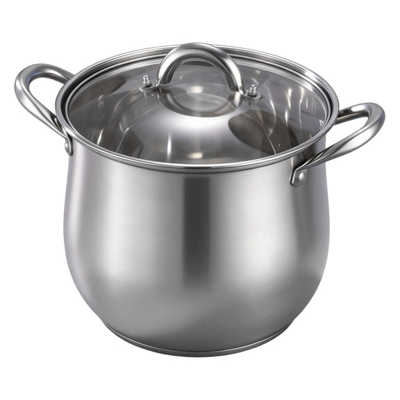 GARITIN Stainless Steel Stock Pot, 8 Quart Induction Cookware with Glass Lid, Nonstick Cooking Pot for Pasta Soup Canning Boiling Simmering