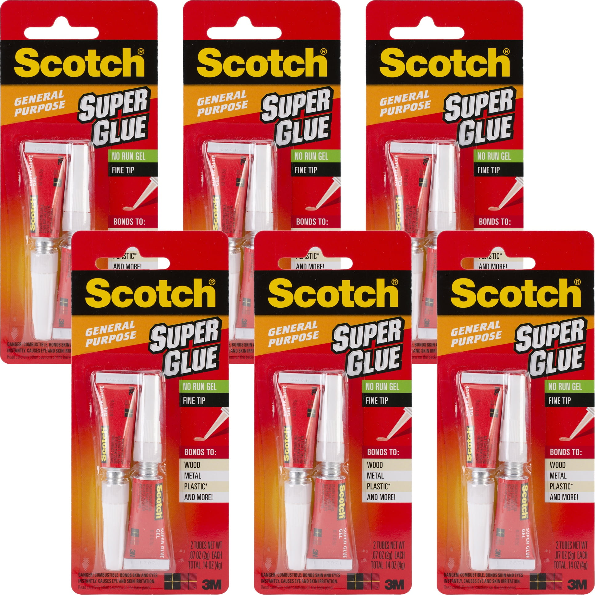 Scotch Super Glue Gel .70oz 2 Count, Multipack Of 6