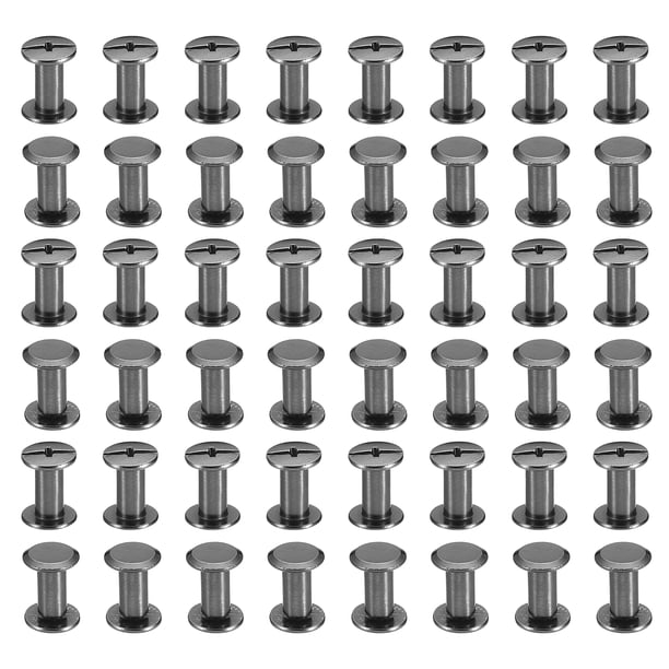 Uxcell 50 Sets Chicago Screws, M5x10mm Tornillo de Chicago niquelado, tornillo de unión Phillips para cuero, negro