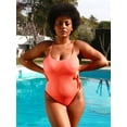thumbnail image 3 of POSESHE Plus Size Swimwear for women, One Piece Tummy Control Swimsuits, Orange 12, 3 of 5