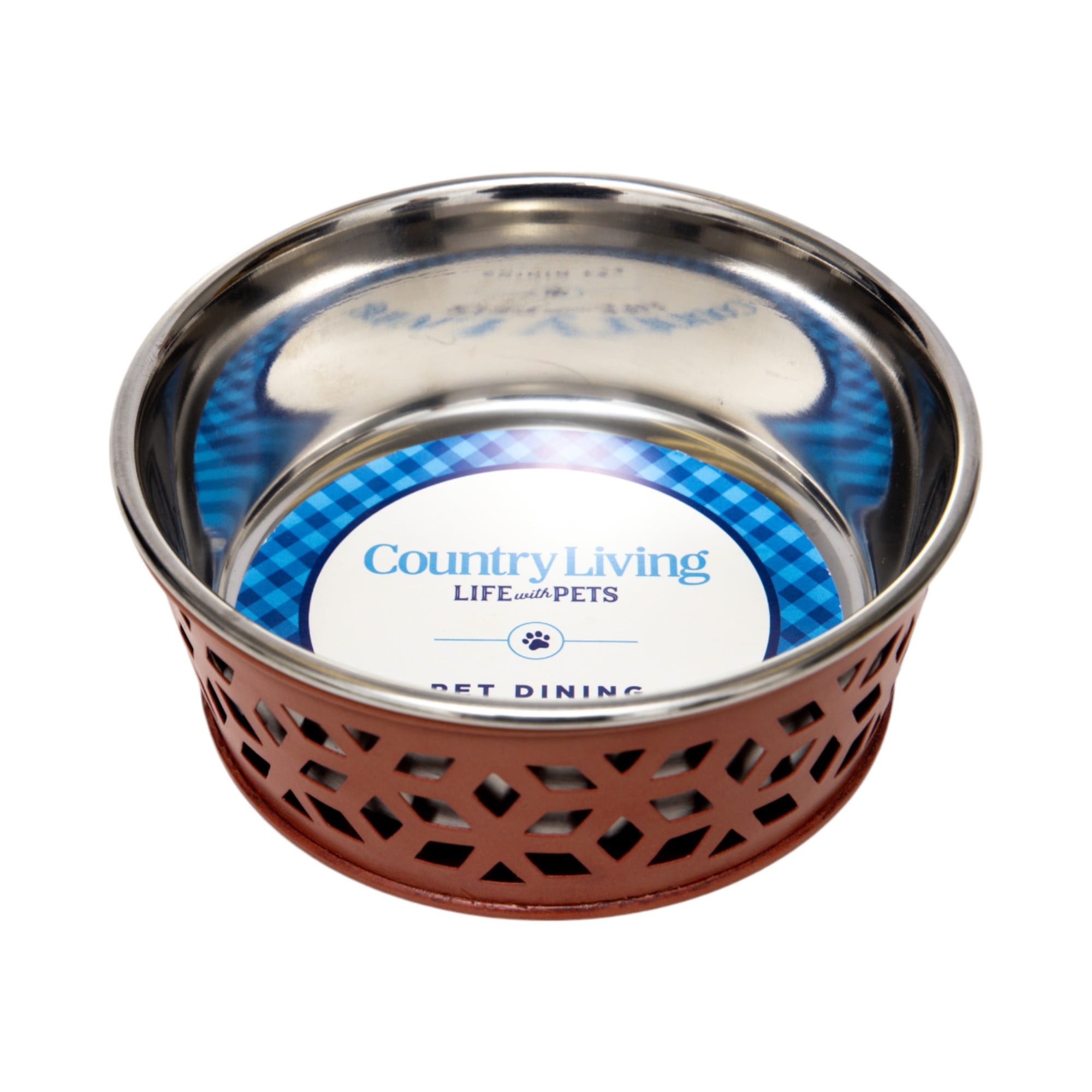 Country Living Set of 2 Stainless Steel Farmhouse Style Dog Bowls