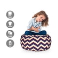 thumbnail image 2 of Navy Storage Toy Bag Chair, Zigzag Striped Design in Modern Colors with Art Fashion Chevron Lines Pattern, Stuffed Animal Organizer Washable Bag, Small Size, Purple Tan Red, by Ambesonne, 2 of 3