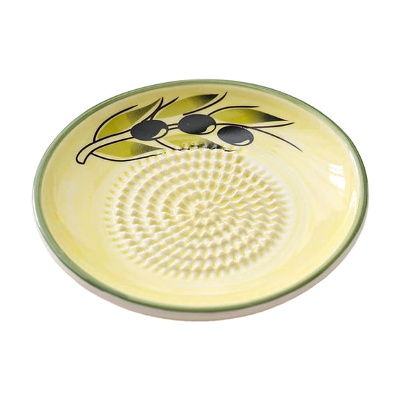 Ceramic Garlic Grater Bowl, 7 Inch Garlic and Ginger Grater Plate, Decorative Ceramic Grinder Dish for Garlic, Ginger, Nutmeg, Hard Cheese and Dipping Sauce(D)