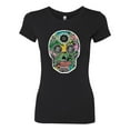 thumbnail image 2 of Day Of The Dead Calavera Skull Colorful Trippy | Womens Pop Culture Slim Fit Junior Tee, Black, Small, 2 of 4
