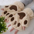 thumbnail image 4 of US Cat Claw Bear Paw Gloves Women Warm Plush Faux Fur Cosplay Fingerless Mittens, 4 of 5