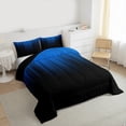 thumbnail image 3 of Manfei Gradient Blue Queen Comforter Set 3 Pieces, Geometric Neon Lights Bedding Sets, Modern Abstract Black Bedding Comforter Set, Ultra Soft Home Decor, 3 of 8