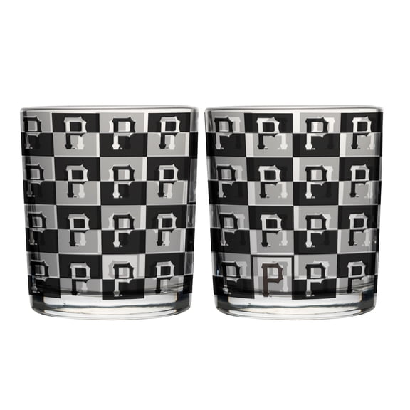 Logo Brands Pittsburgh Pirates Two-Pack 12oz. Gridiron Stained Rocks Glass Set
