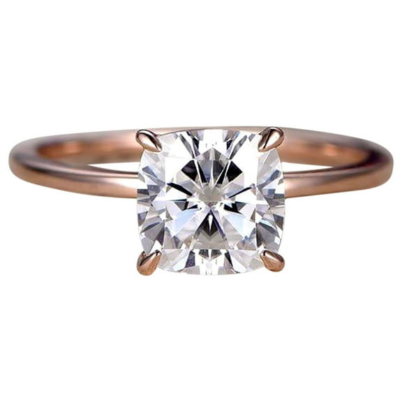 Classic Solitaire 1 Carat Moissanite Engagement Ring with 18k Gold Plating
