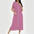 thumbnail image 2 of Ashirexll Sleep Shirts for Women, Nightgowns for Women, Full Length Zip Up Robe Long Knit Housecoat Gradient Color with Pockets, 2 of 7