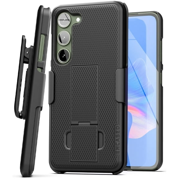 Encased DuraClip designed for Samsung Galaxy S23 Belt Clip Case with Phone Holster and Kickstand (Matte Black)