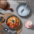 thumbnail image 2 of Vesteel Pasta Bowls Set of 4, 32oz Large Salad Bowls for Dinner Serving Soup, Ceramic Stoneware Pasta Plates with Textured Stripes, Microwave & Dishwasher Safe, Smoky Blue, 2 of 8