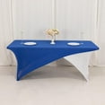 thumbnail image 6 of Efavormart Royal Blue White Cross Over Stretch Spandex Table Cover 6ft Rectangular Fitted Tablecloth for 72"x30" Tables, 6 of 9