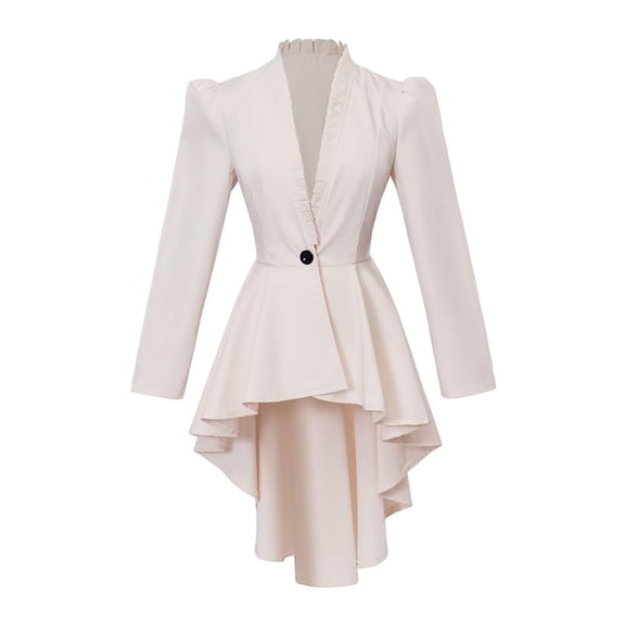 HXWCHs Women's Gothic Tailcoat Jacket Elegant Long Sleeve Attire XS Beige
