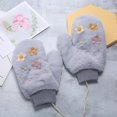 thumbnail image 1 of Cute Little Flower Plush Gloves, Halter Neck With Rope, Korean Version, Winter Cold Protection And Warmth,Grey, 1 of 5
