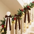 thumbnail image 3 of 10Pcs 20"x8" Velvet Christmas Tree Bows, Vintage Ribbon Tree Topper Bows, Ornaments for Staircase Garland Wreath Holiday Home DIY Crafts Christmas Decorations( Deep Brown ), 3 of 10