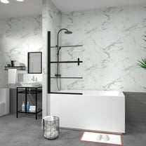 180° Pivot Bathtub Screen Panel, Shower Door, Matte Black