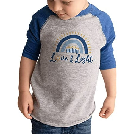 

7 ate 9 Apparel Kids Happy Hanukkah Shirts - Love and Light - Blue Shirt 18 Months