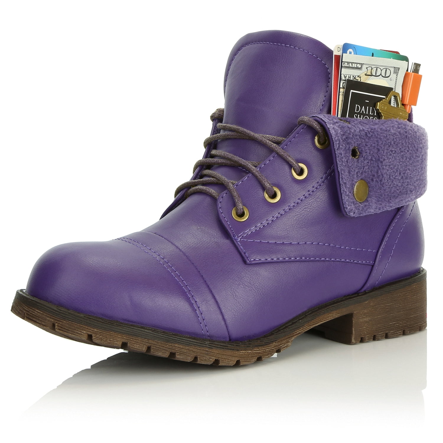 purple lace up boots
