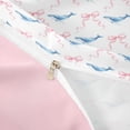 thumbnail image 4 of jejeloiu Watercolor Whale Ribbon Bedding For Girls,Delicate Coastal Print Duvet Cover Full,White Blue,Pink Reversible,3-Piece,1 Duvet Cover and 2 Pillowcases, 4 of 6
