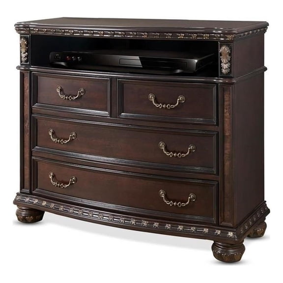 Bowery Hill Wood Rich Cocoa Media Chest Rectangular Wire Management 39"H x 46.5"W x 18.5"D