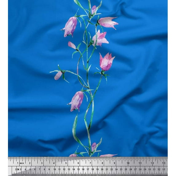 Soimoi Cotton Voile Fabric Leaves & Tulip Floral Printed Craft Fabric by The Yard 56 Inch Wide