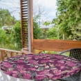 thumbnail image 2 of Ambesonne Tropical Fitted Round Tablecloth, Retro Watercolor Flora Art, 36"- 40" Diameter, Purple Dark Tan and Pink, 2 of 5