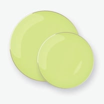 Lime Green w/ Gold Rim 10" Plastic Wedding Dinner Plates 10ct.