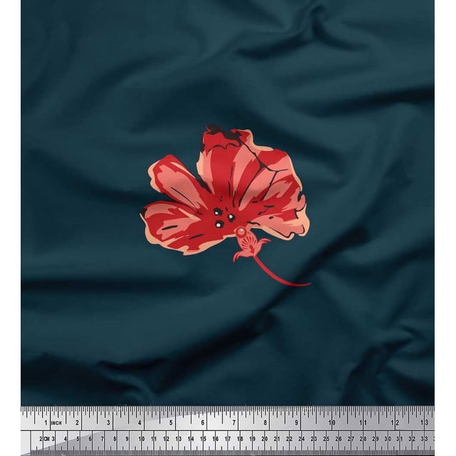 Soimoi Rayon Fabric Artistic Flower Printed Fabric 1 Yard 56 Inch Wide