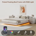 thumbnail image 5 of ASTUVIA 4-Piece Bedroom Set for Adult, Fluted King Floating LED Bed Frame with 2 Nightstands and Fluted 9 Drawer Dressers,White, 5 of 10