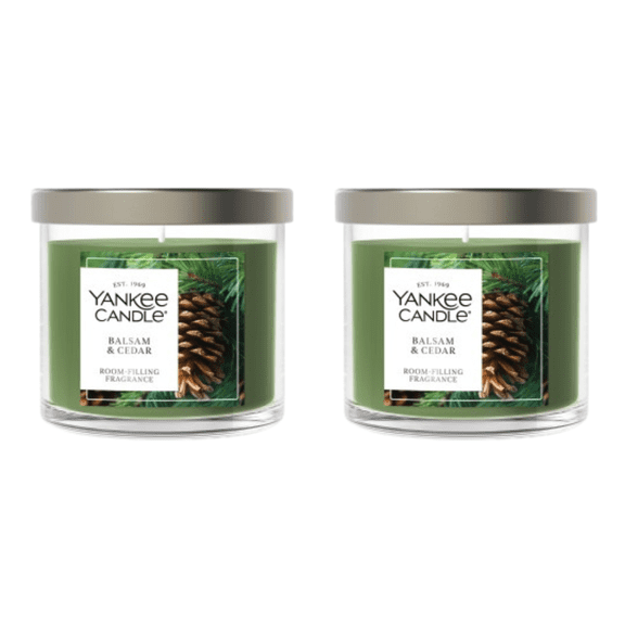 Yankee Candle Small Tumbler Scented Single Wick Jar Candle, Balsam Cedar, 4.3 oz (Pack of 2)