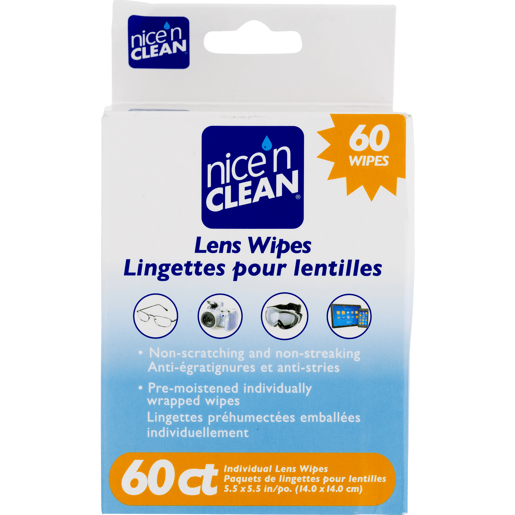 Nice 'N Clean Pre-Moistened Cleaning Lens Wipes, 60 Count