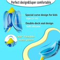 thumbnail image 2 of Gafas de natación para niños, gafas de natación impermeables con protección UV, gafas de natación de silicona suave con funda de transporte para niños de 3 a 14 años. Azul/amarillo, 2 of 5