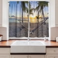 thumbnail image 2 of Ambesonne Tropical Kitchen Curtains, Paradise Beach Palms, 55"x39", Multicolor, 2 of 3