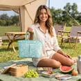 thumbnail image 5 of Large Insulated Lunch Bags for Women,Portable Handheld Tote with Leakproof Thermal Liner | Easy to Clean | Flower Printed Lunch Box for Picnic,Office,Beach,Green, 5 of 8