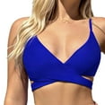 thumbnail image 5 of JGGSPWM Women's Bikini Sets Two Piece Swimsuit High Waisted V Neck Twist Front Adjustable Spaghetti Straps Bathing Suit Blue M, 5 of 6