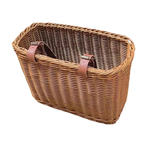 Cesta de bicicleta para niños Cesta del manillar delantera tejida desmontable con 2 correas Canasta de ciclismo Canasta de bicicleta para deportes de
