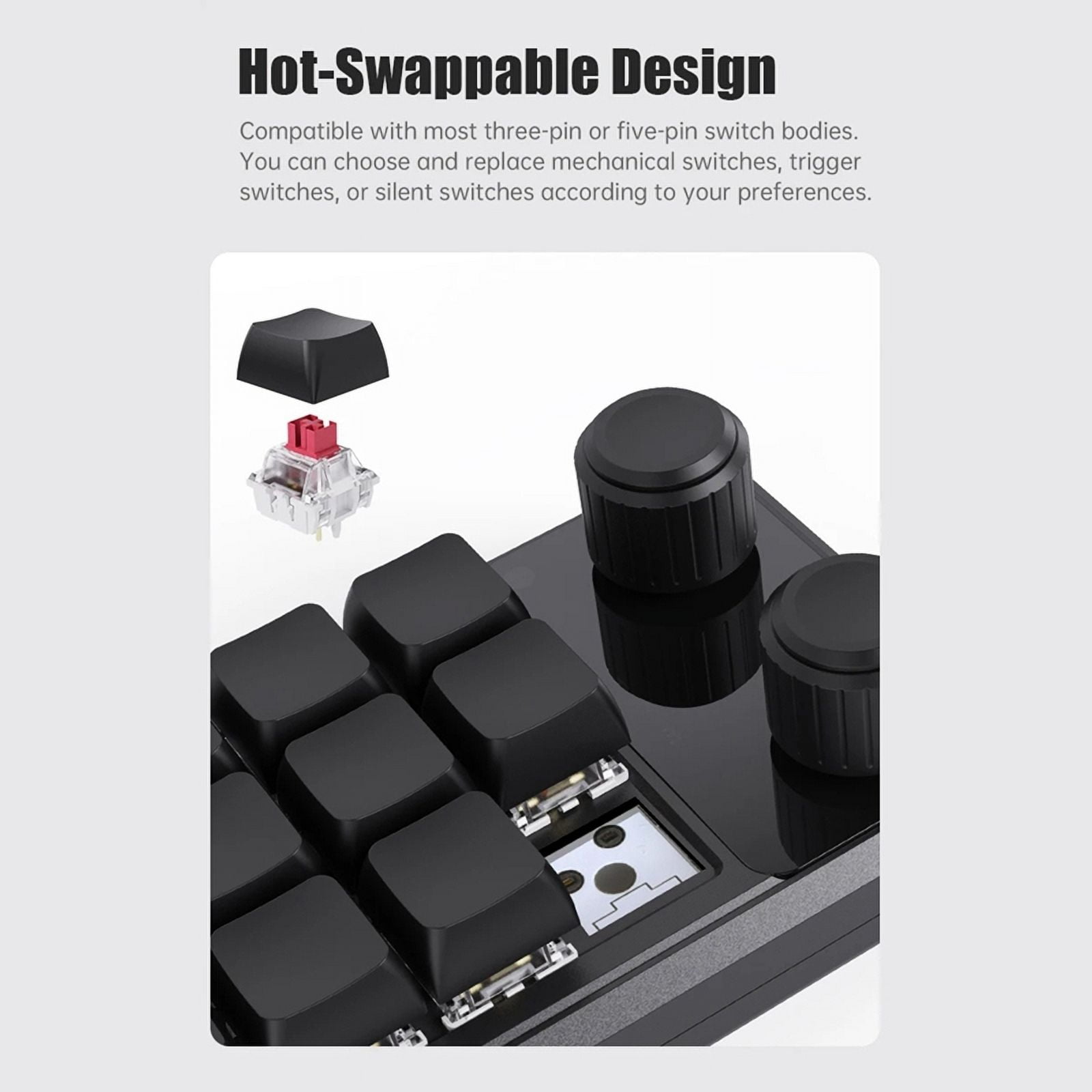 Programming Macro Custom Wired Keyboard RGB 12 Key Copy Paste Button Mini Gaming Keypad Hotswap Macropad White