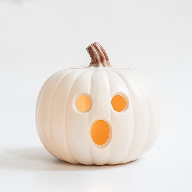 Linterna de calabaza de Halloween Lisbinx, decoración de calabaza con luz LED, luz a pilas, ambiente espeluznante, decoración festiva para el hogar, porche, patio, fácil de usar, 23 x 23 x 22 cm