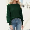 thumbnail image 2 of UJNDER Crewneck Long Sleeve Puff Sleeve Sweater for Women Casual Loose Knitted Pullover Green L, 2 of 9
