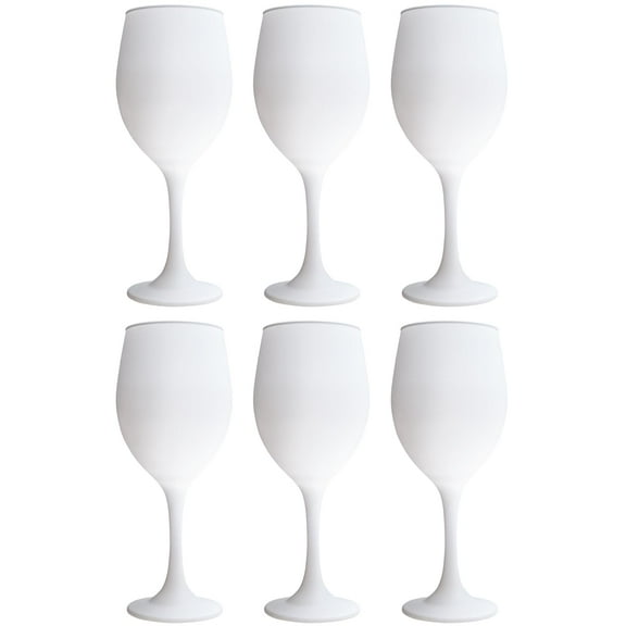 Vikko White Wine Glasses, 14 Ounce Wine Glass, Set of 6 Matte White Stemmed Wine Glasses for Red and White Wine, Thick and Durable Wine Glasses