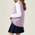 thumbnail image 4 of Spazoro Girls Knit Vest V Neck, Breathable Ribbed Trim Regular Fit Solid Color Sleeveless Preppy Layering Sweater Vest for Kids Purple Size 14-15, 4 of 8