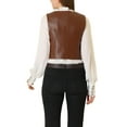 thumbnail image 3 of INSPIRE CHIC Women's Steampunk Waistcoat Sleeveless PU Faux Leather Suit Vest XS Brown, 3 of 7