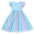 thumbnail image 2 of Lanbubble Toddler Baby Girls Rainbow Tutu Dresses Tulle Dress Party Princess Sequins Sundress Ruffle Sleeveless Sky Blue 4-5Years, 2 of 10
