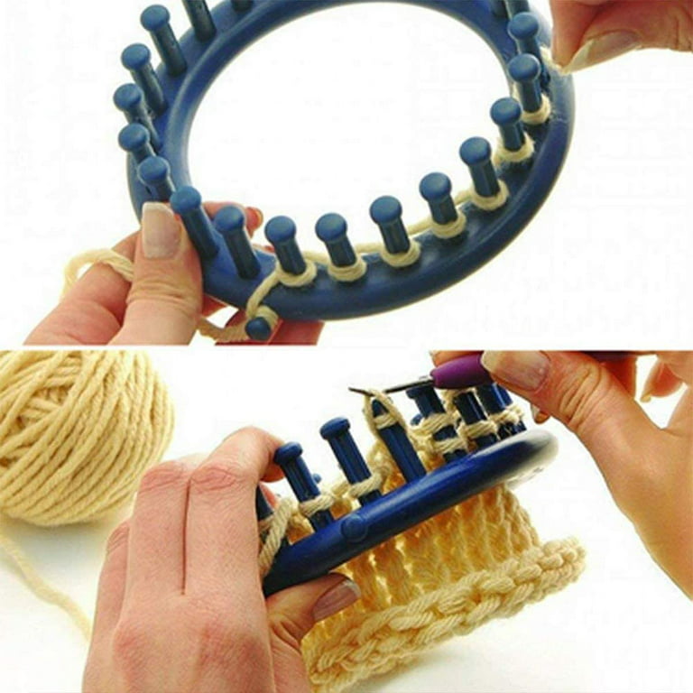 Tssuoun 4pcs Round Knitting Loom Set Plastic Scraf Hat Bags Maker Craft  Knit Loom Tools Kit Random Color 