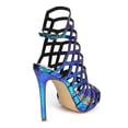 thumbnail image 4 of Liliana DI38 Women Hologram Snakeskin Open Toe Hollow Out Stiletto Sandal, 4 of 6