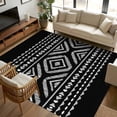 thumbnail image 2 of 5x7 Area Rugs, Black Boho Geometric Non-Skid Rubber Backing Large Rectangle Rugs - Living Room Bedroom Home Office, Vintage Southwestern Stripes Indoor Floor Mat Carpets Washable Rug, 2 of 9