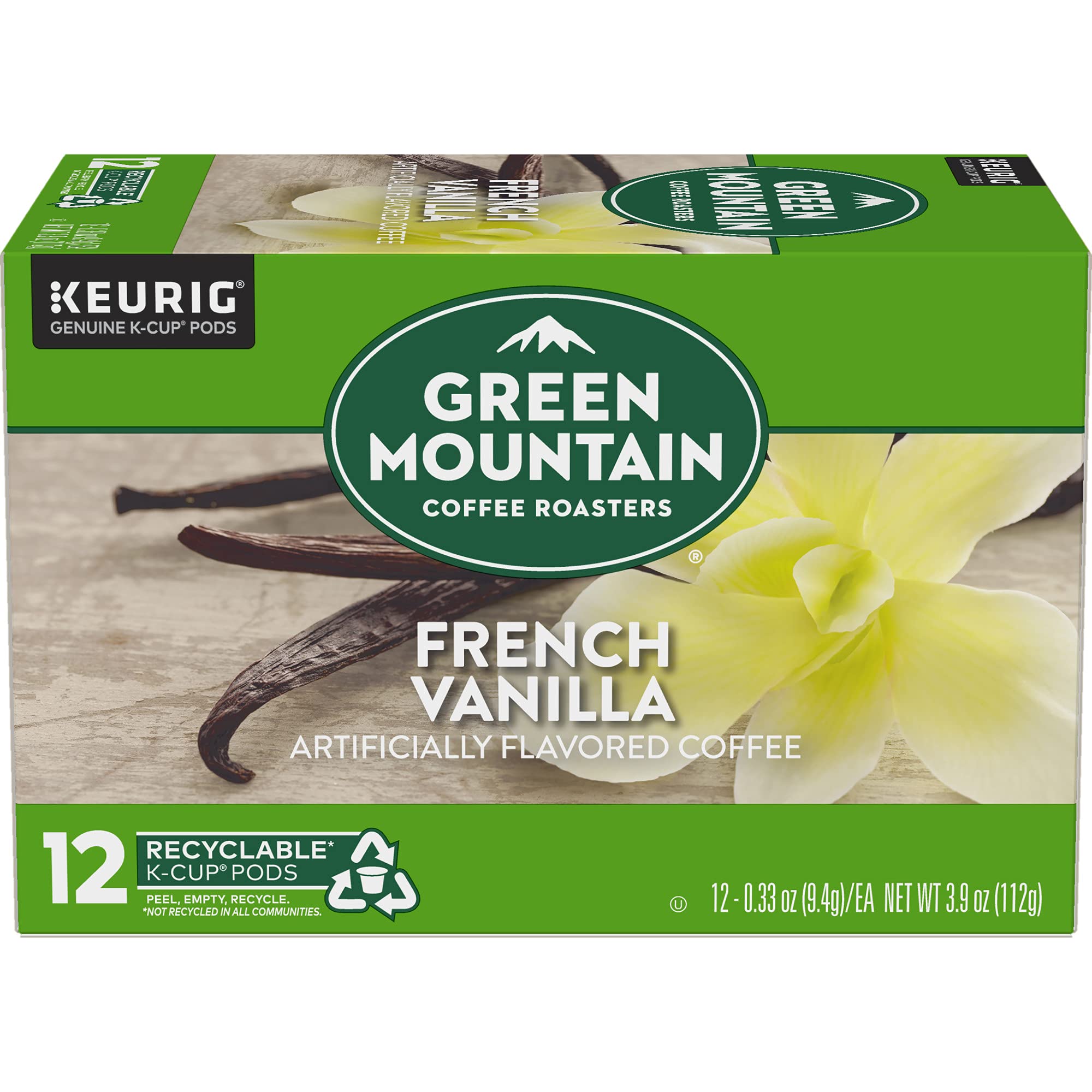 Green Mountain Coffee Roasters French Vanilla, Keurig Single-Serve K-Cup Pods, Light Roast Coffee, 12 Count (Pack Of 3).