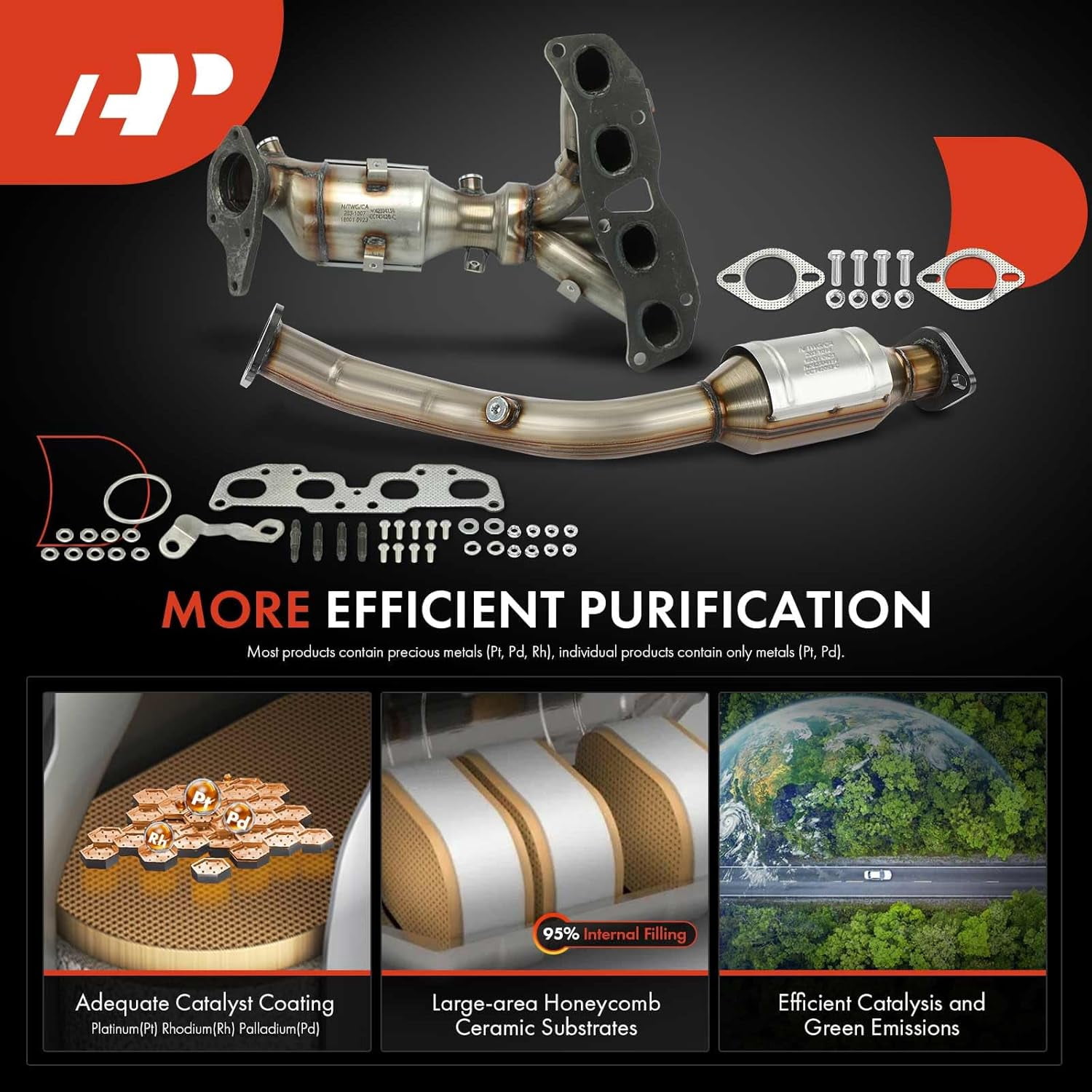 A-Premium Front and Rear 2-PC Exhaust Manifold Catalytic Converter Kit Direct-Fit Compatible with Nissan Rogue 2008-2013 2.5L, Rogue Select 2014-2015 2.5L, EPA Compliant