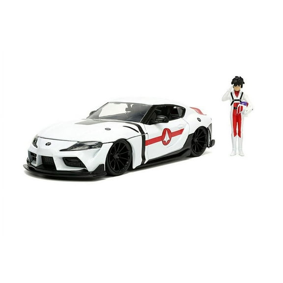2020 Toyota Supra w/ Rick Hunter Figurine, White - Jada Toys 33685 - 1/24 scale Diecast Car
