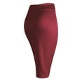 thumbnail image 3 of Made by Johnny Women's Elastic Waist Stretch Bodycon Midi Pencil Skirt Below Knee XXL WINE, 3 of 6